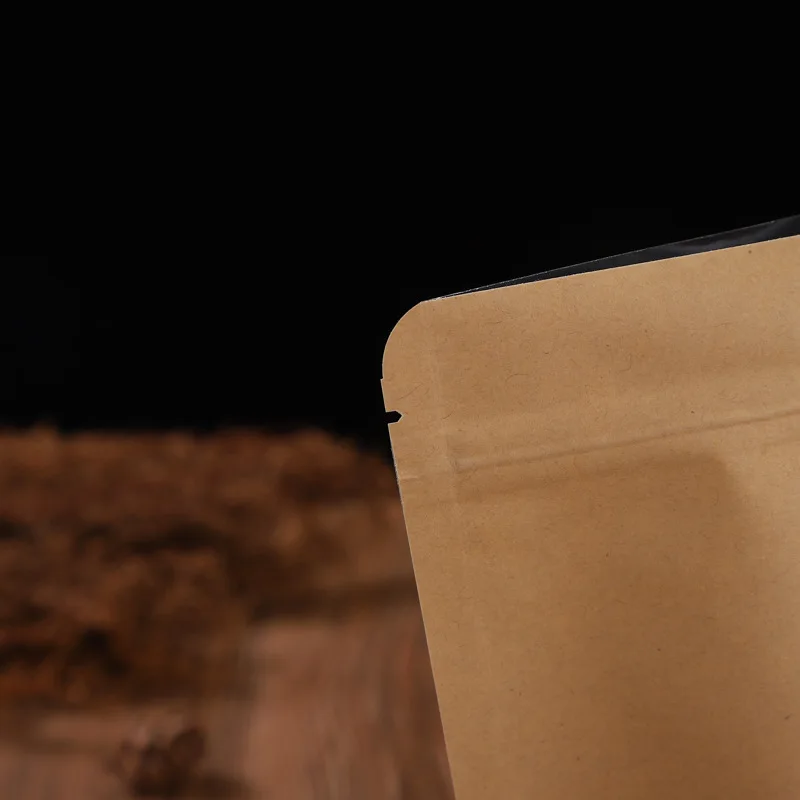 Custom Biodegradable Kraft Paper Stand Up Child Proof Zip Lock Packaging Bags For Snacks and Bars