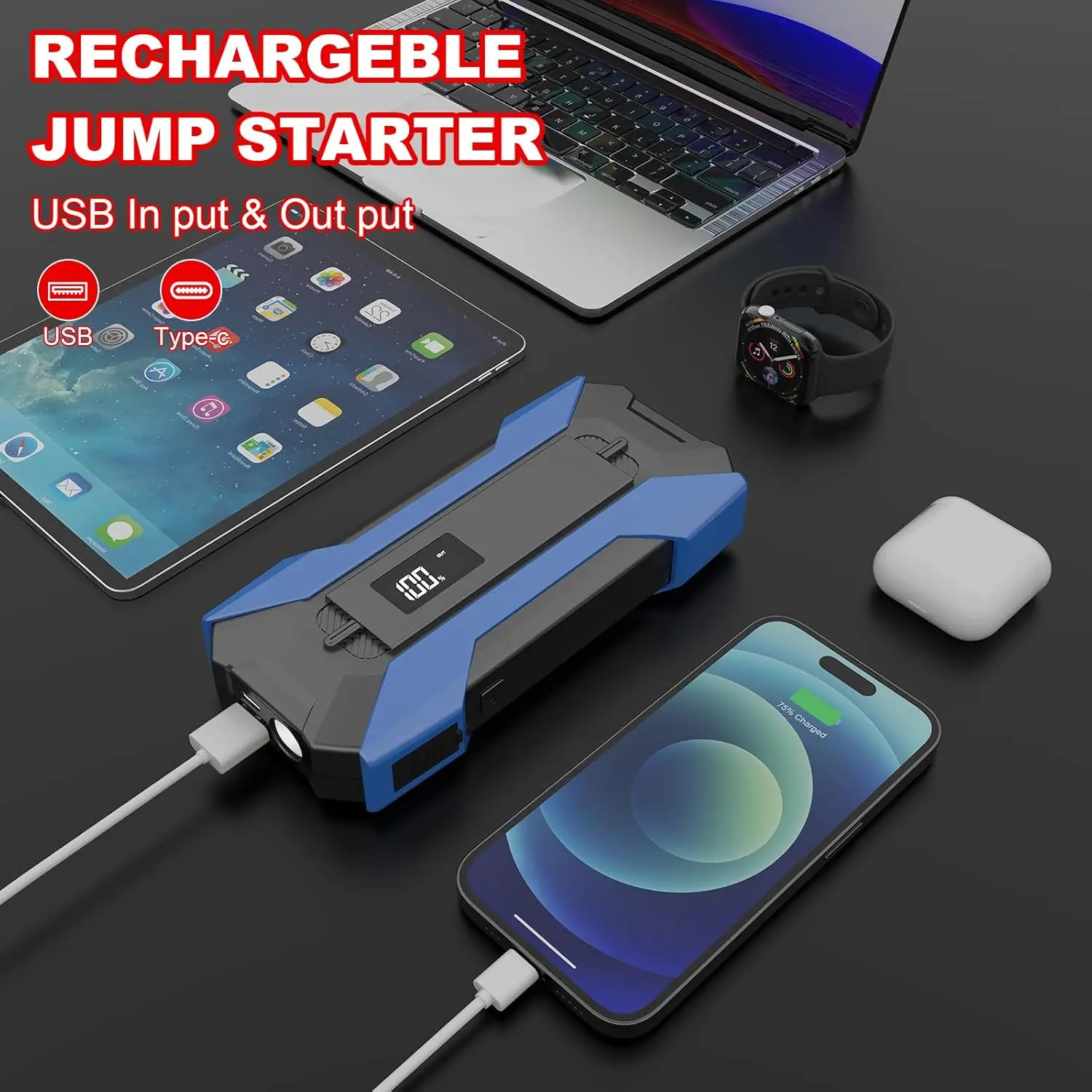 Gferauto высокомощное автомобильное пусковое устройство портативное зарядное 12 В литиевая батарея аккумуляторная переносное