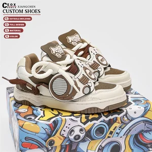 Factory Direct Custom Men's Chunky Fashion Sneakers Jogging Style Casual Shoes Genuine Leather Upper Lace-up Closure Anti-Slip