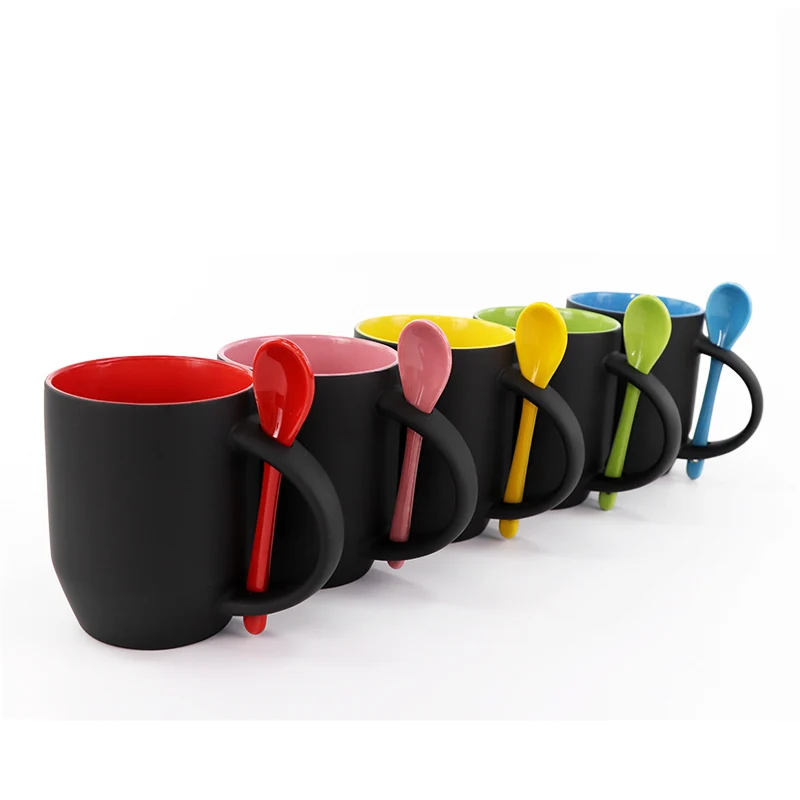 Inner Color 12oz Sublimation Blank Magic Color Changing Coffee Mug With Spoon for Business/Wedding/Gifts/Christmas Use