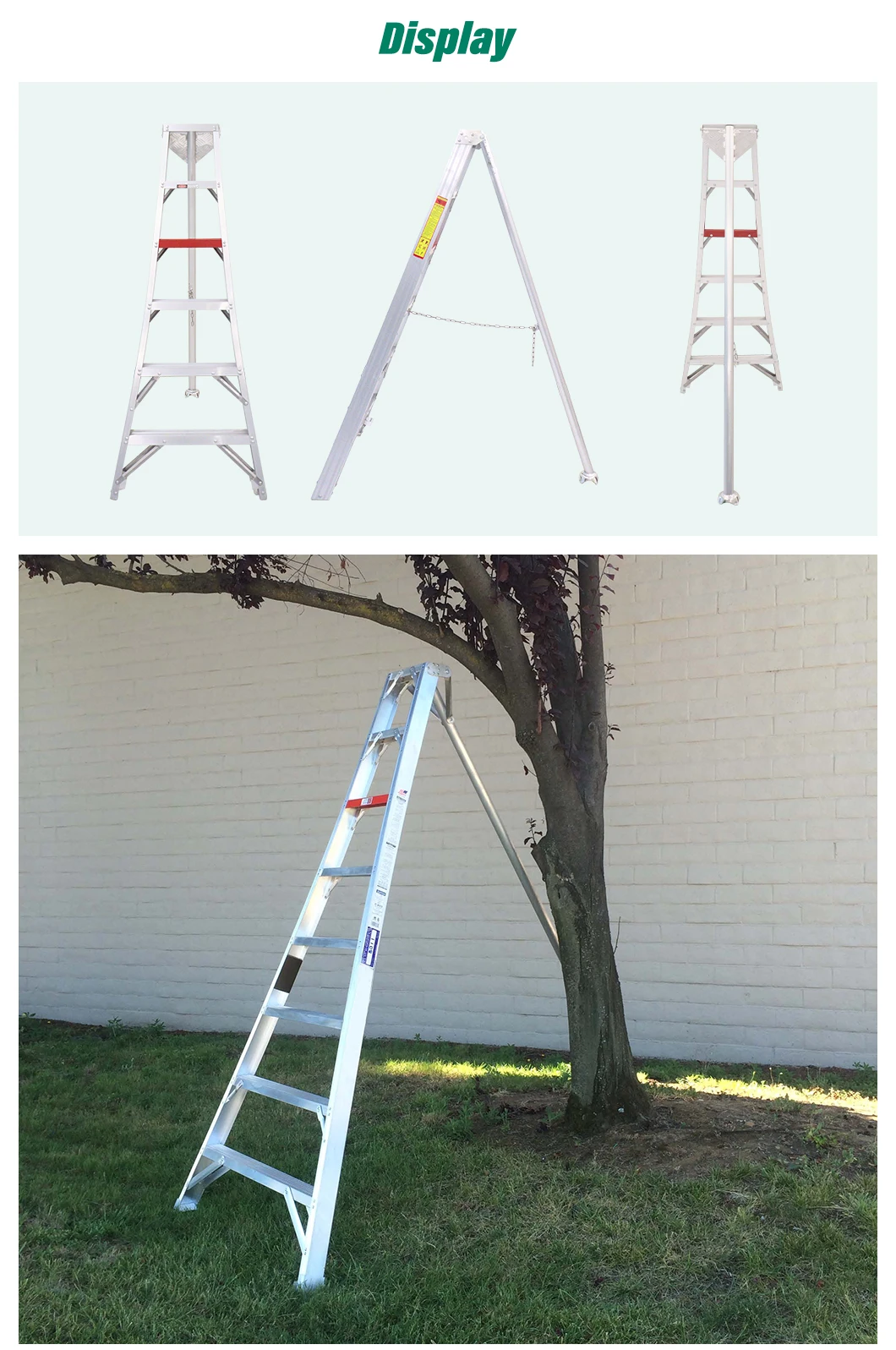 Heavy Duty Agriculture Orchard Aluminum Tripod Ladder For Cherry