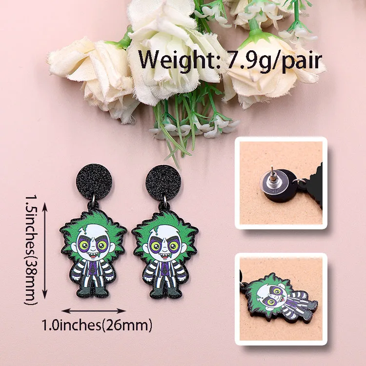 ERS716ER1514 Halloween Children's Earrings Fine Acrylic Cartoon Drop Party Pearl Custom Resin Diamond ODM Hot Selling Weddings supplier