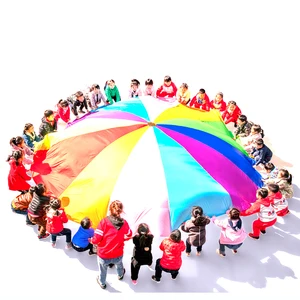 Colorful 12ft Team Game Polyester Play Parachute Toy with Carry Bag for Kids Sports