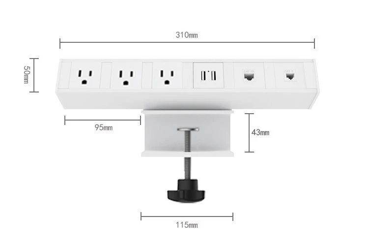 Universal Clamp Power Outlets Desktop Removable Us Clamp Socket 3