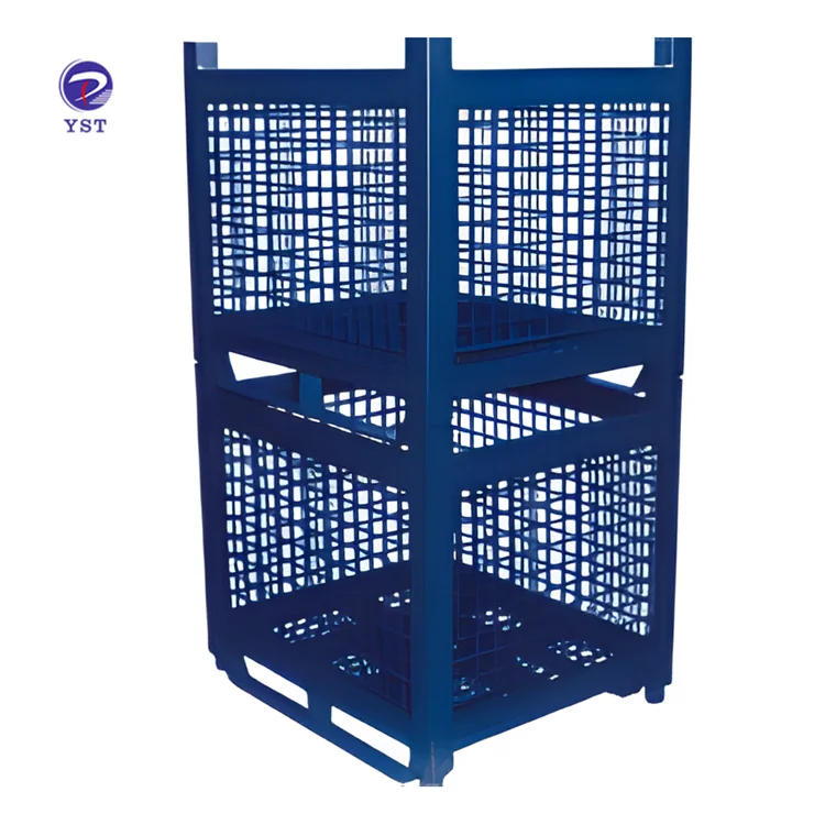 Powder Coating Stacking Warehouse Knock Down 2 Gate Wire Mesh Steel Bin
