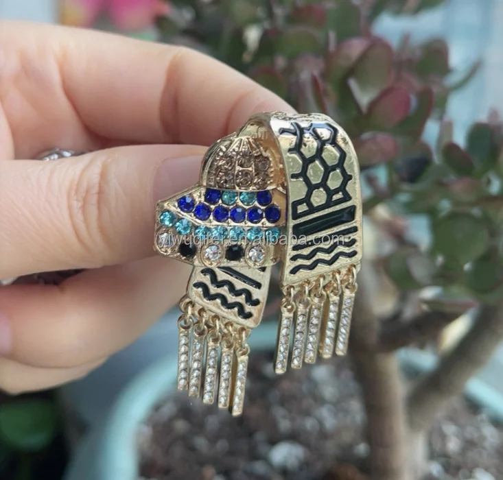 Qifei 18K Gold Plated Palestine Scarf Pin with Enamel & Rhinestones