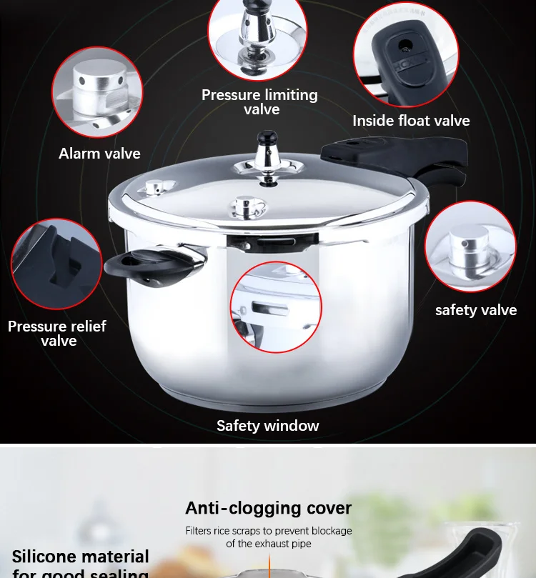 Custom Cookware 304 Stainless Steel Cooking Pot Pressure Cooker Large