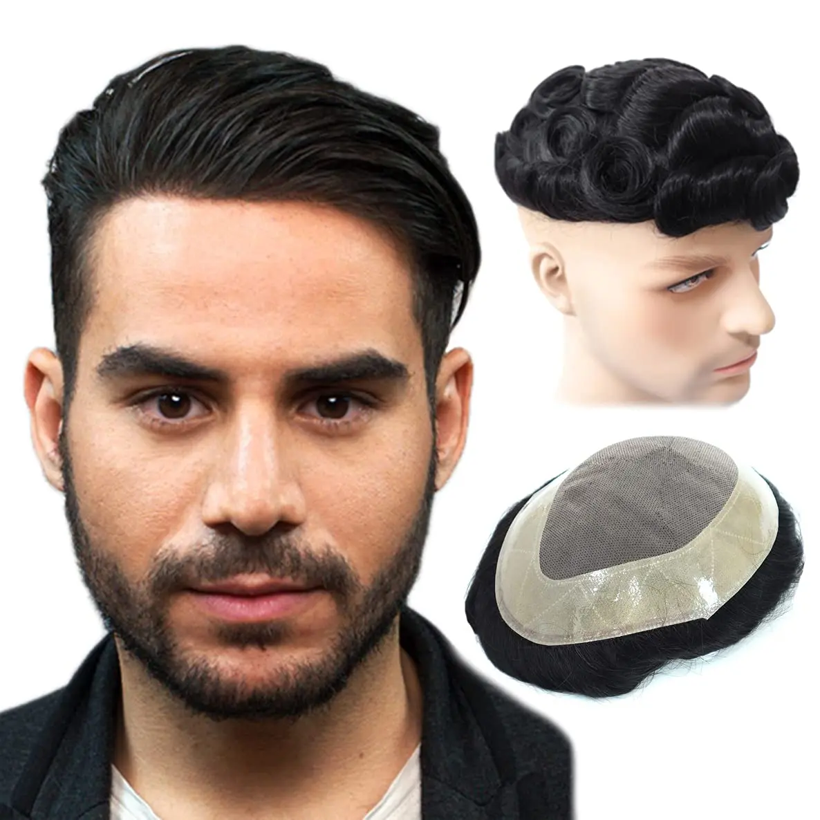 Toupee For Men With 100% Virgin Human Hair Mono Top With Poly Coating ...