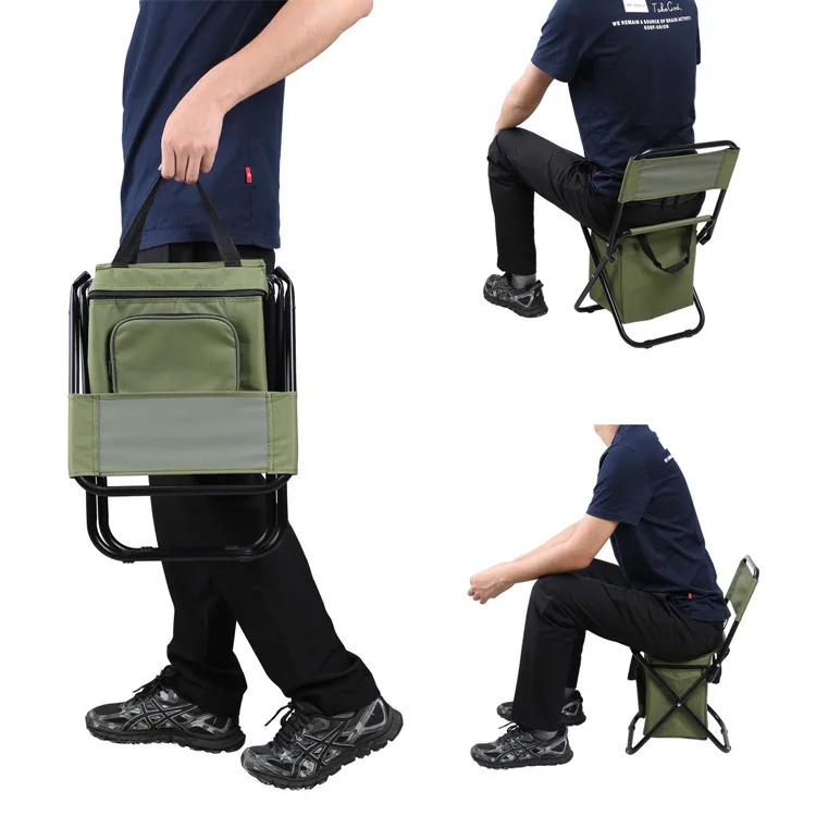 Folding Camping Chair with Cooler Folding Camping Ice Pack Chair with Storage Bag Backrest Insulation Function Folding Chair