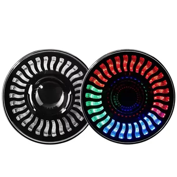 Turn Signal 7 Inch Round LED Headlight DRL 12v 24v RGB Angel Eye Headlights For Jeep Motorcycle Lada Offroad 4x4 SUV JK JL