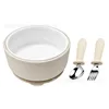 Off-white ceramic round bowl + stainless steel dig