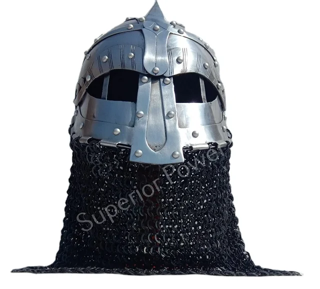 Details about   Medieval Steel Viking Nasal Helmet With Chainmail Hand Forged SCA Larp 