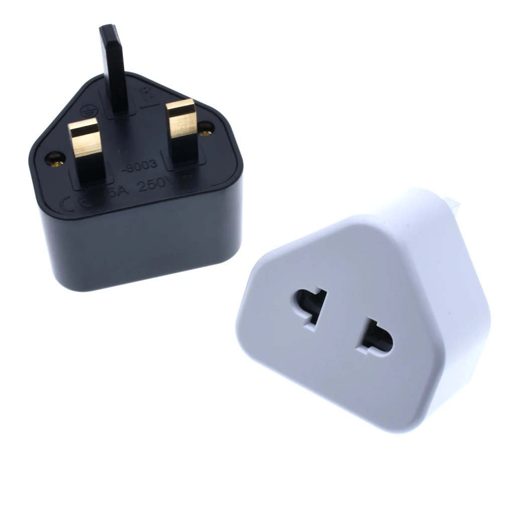 Lot of 2 Europe to UK 3-Prong Travel Outlet Plug Adapter with Fuse New US