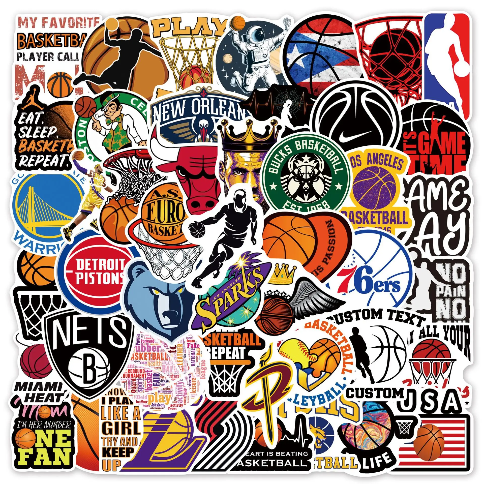 NBA Series Cartoon Graffiti Basketball Team Logo Stickers - PVC