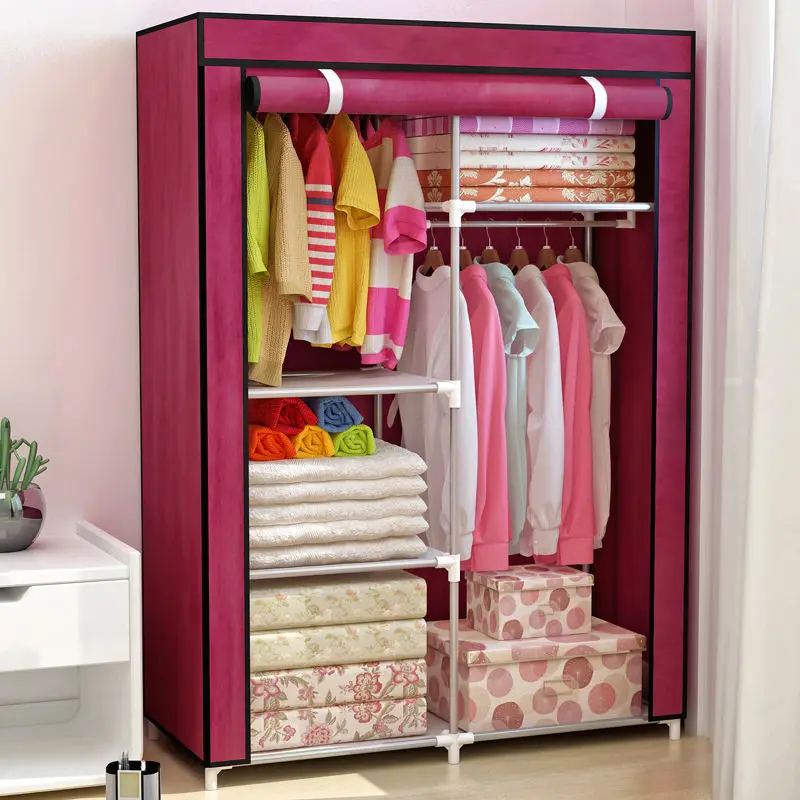 1305 Cheap Small Non Woven Fabric Storage Simple Wardrobe With Rolling Door Designs Armario