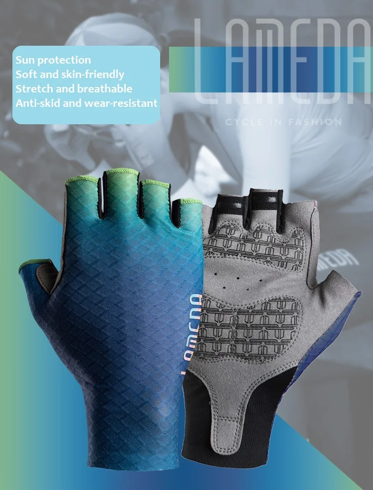 LAMEDA Sublimation Printing gel pad Bike Gloves waterproof Breathable Half Finger Bicycle Riding Sports Custom Cycling Gloves