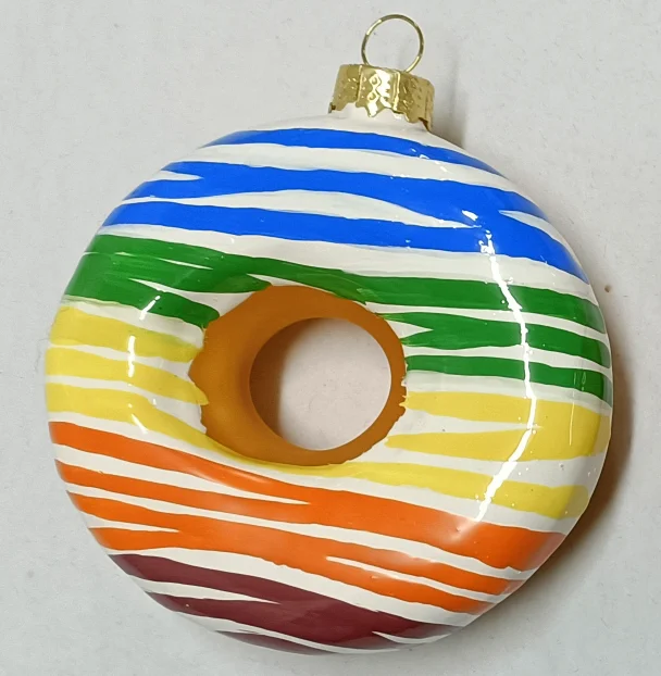 Wholesale Custom Cute Simulated Donuts Glass  Christmas Tree Decorative Hanging Pendant High Quality Hand Painted Food factory