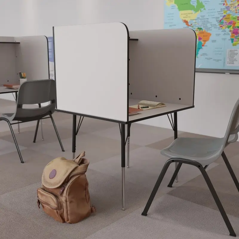 School Library Furniture Classroom Table Study Carrel Anti-Cheating Exam Table With Clapboard
