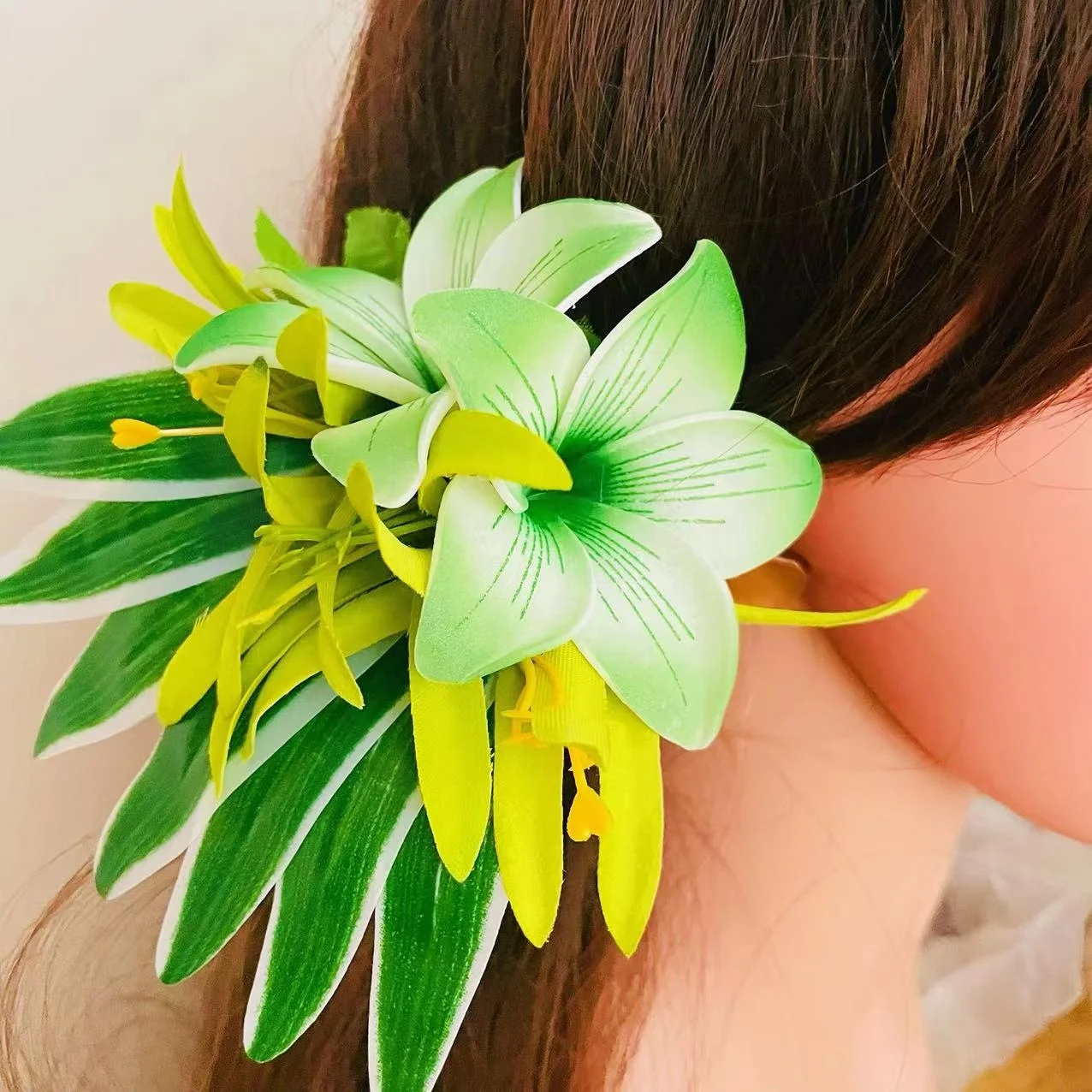 New ALOHA Double Foam Flowers Spider Lily Hair Clip Artificial Tropical Plumeria Island Frangipani  Dancing  Party Accessories
