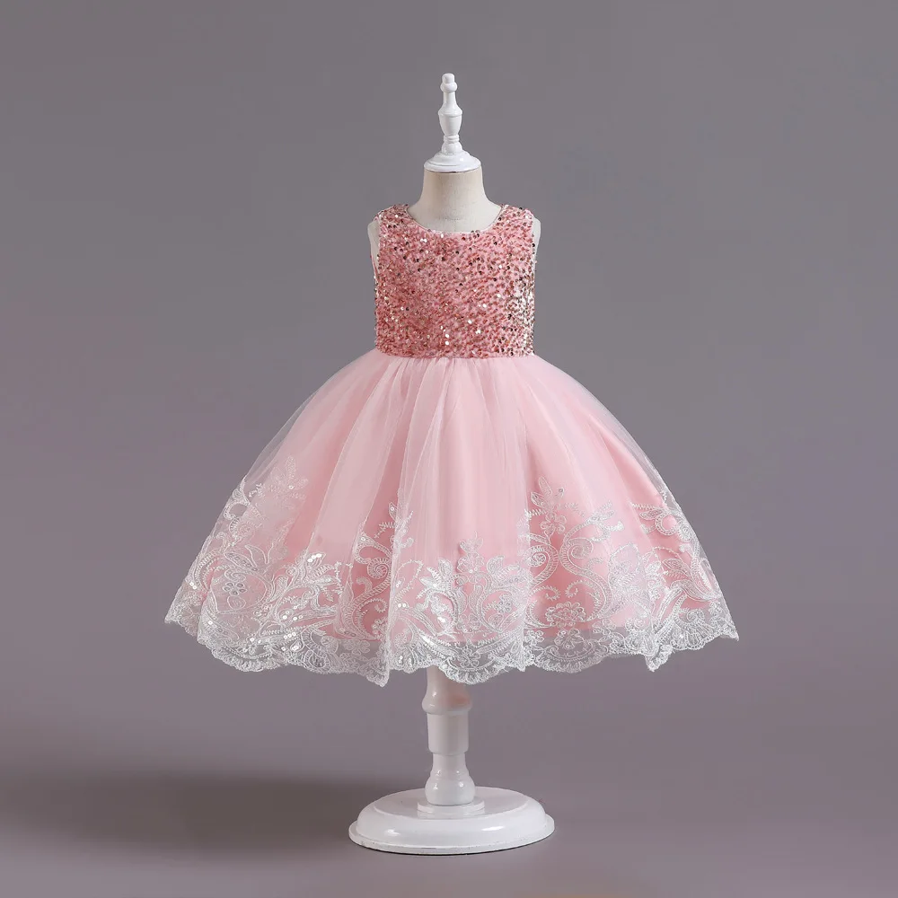 Christmas Baby Girl Dresses Infant Sequin 1st Birthday Red Party Wedding Prom Kids Dresses For Girl Lace Flower Princess Gown 4