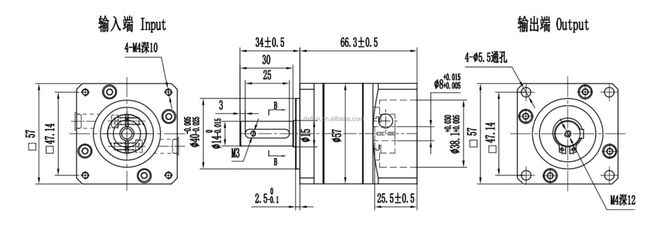  Custom Servo 57mm Reductor Ratio 4 5 7 10 Double Step Transmission Gearbox 57 Flange Powder Metallurgy Speed Reducer factory