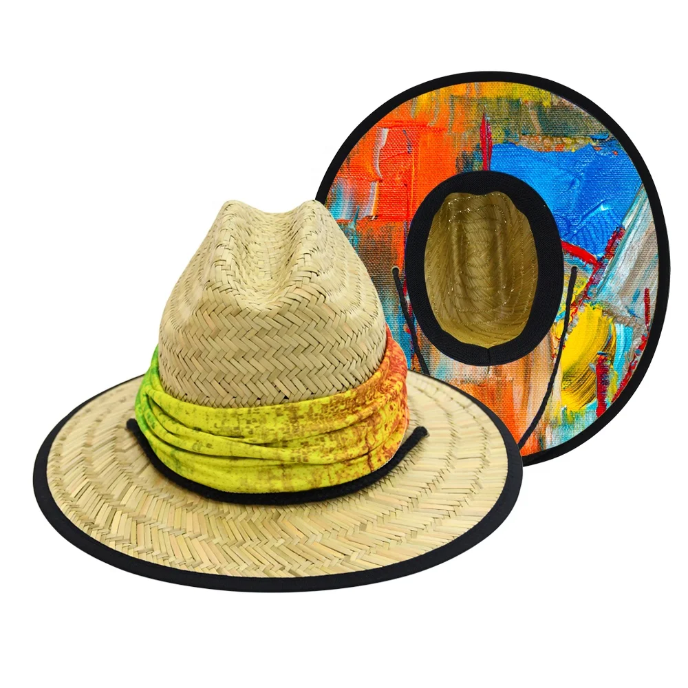 JAKIJAYI Customized Sun Visor Rush Straw Beach Hats for Children Large Wide Brim Lifegurad Hat Kid Kid Rock Fedora Hat