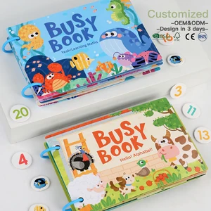 Toddler Quiet Book Early Learning Activities Puzzle Paste Matching Game Toy Educational Magic Tape Wooden Busy Books Toy for Kid