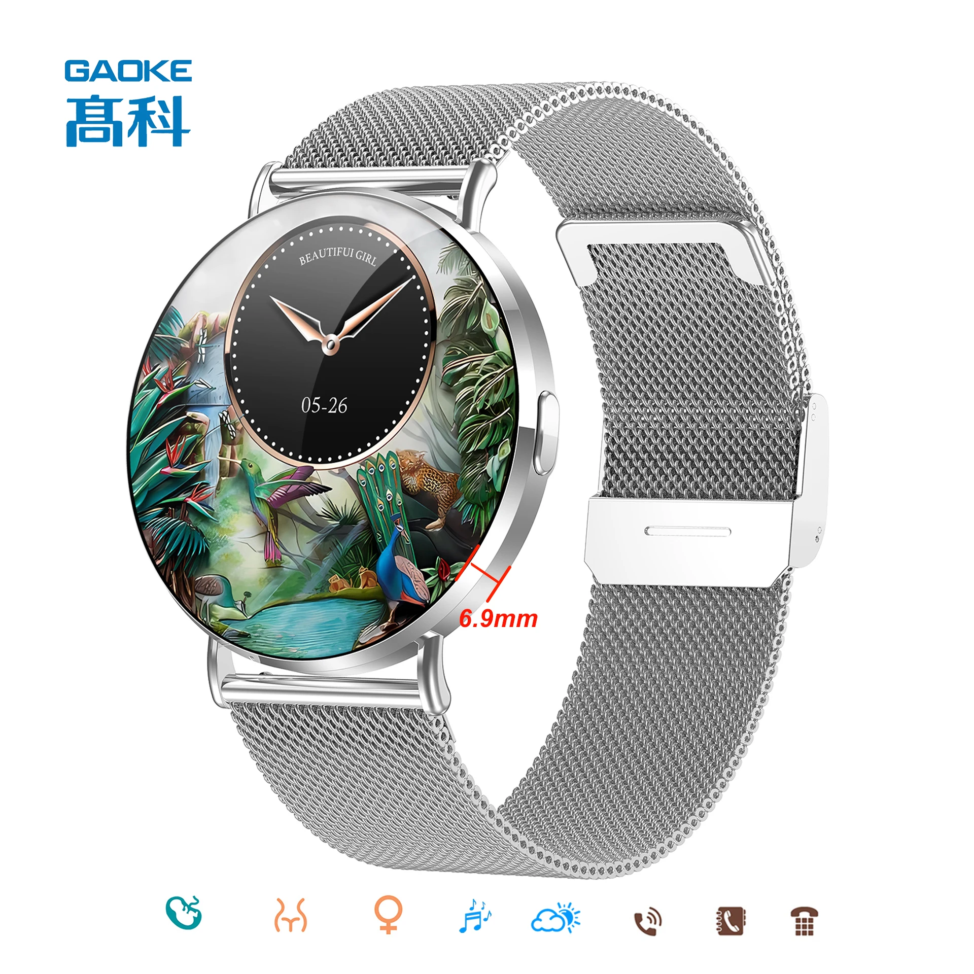 GAOKE Newest Lady ultra Thin AMOLED Screen Waterproof Watch Blood Oxygen  Sport Smart Band Reloj Inteligente Women Smart Watch X2