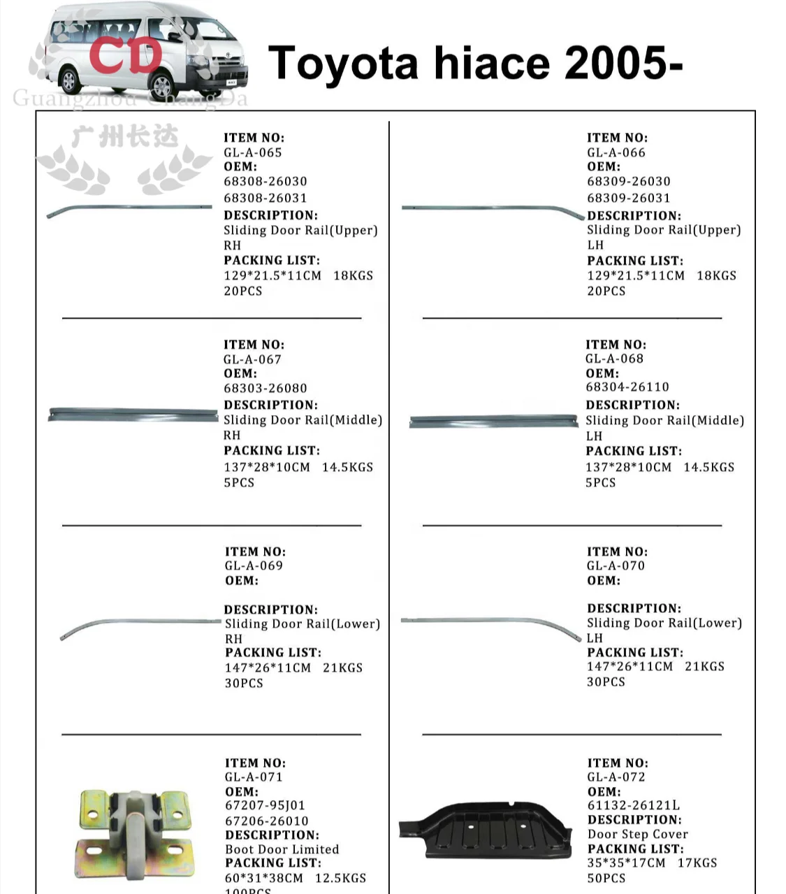 FOR Toyota Hiace 2005 Model - Later Stage Sliding Door Roller - Middle 68380-26030 RHD  Middle Pulley Middle Door Bearing