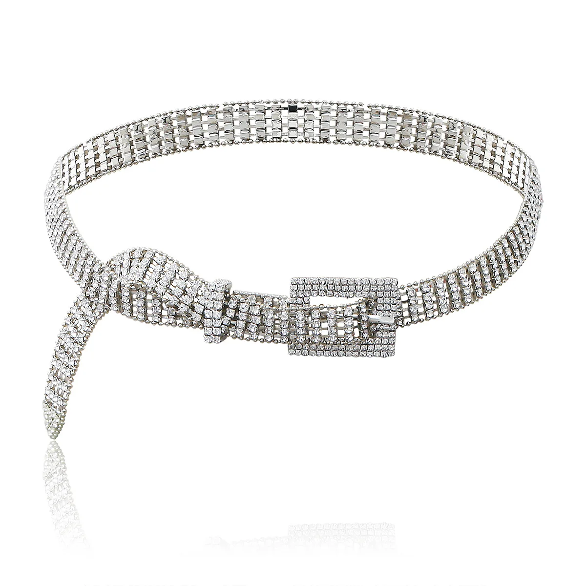 Wholesale Factory directly wholesale Fashion Crystal diamond design waist  chain bb simon belt Ladies thin metal chain belt From m.