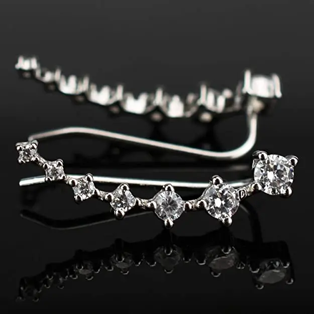 Details about   Ear Cuffs Hoop Climber 7 Crystals S925 Sterling Silver Hypoallergenic 