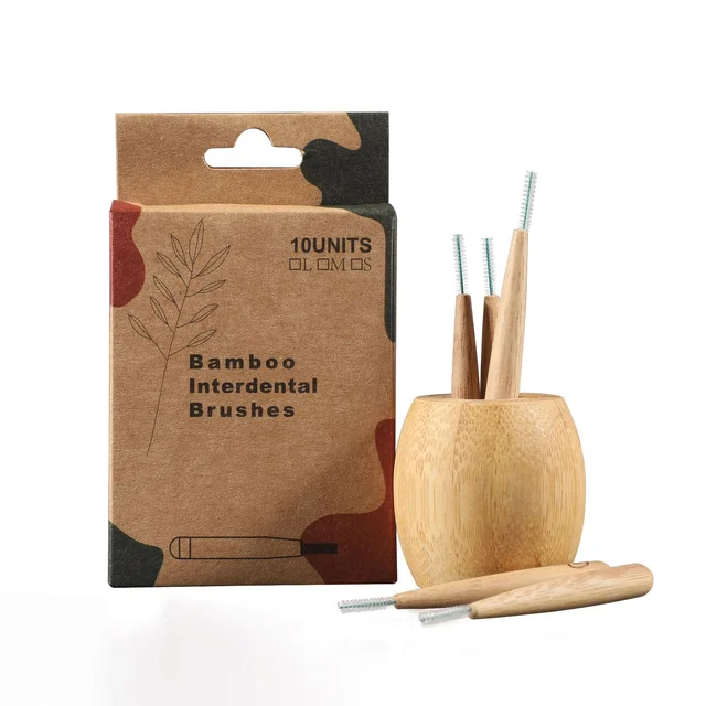 High quality customized logo organic bamboo micro brush sticks I shape dental interdental brush