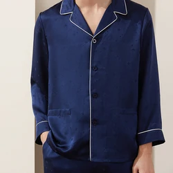 Private label custom silk men nightgown pajama home wear 2pcs set long sleeve mens pajama silk NO 2