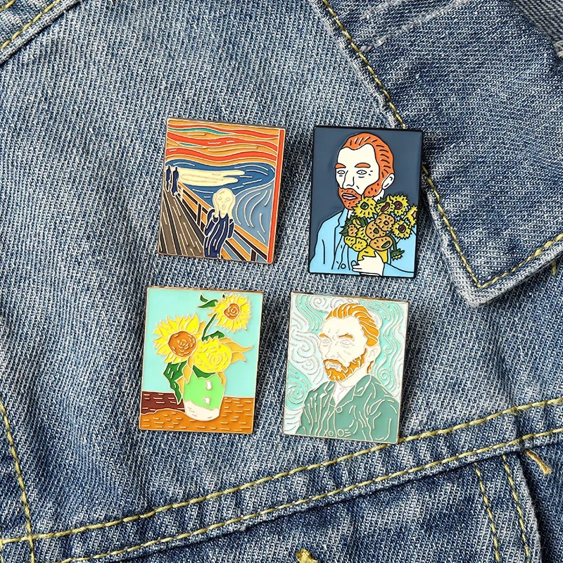 Van Gogh Sunflowers Enamel Pin Vintage Collectible Enamel Pins Custom Pins Pin Pins Pin Badge Lapel Pin Button Pins