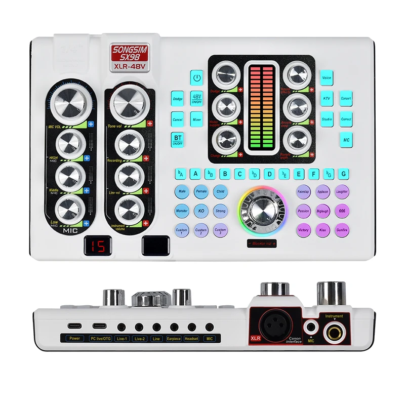 Professional SX98 48V USB Audio Sound Card Set for Live Streaming