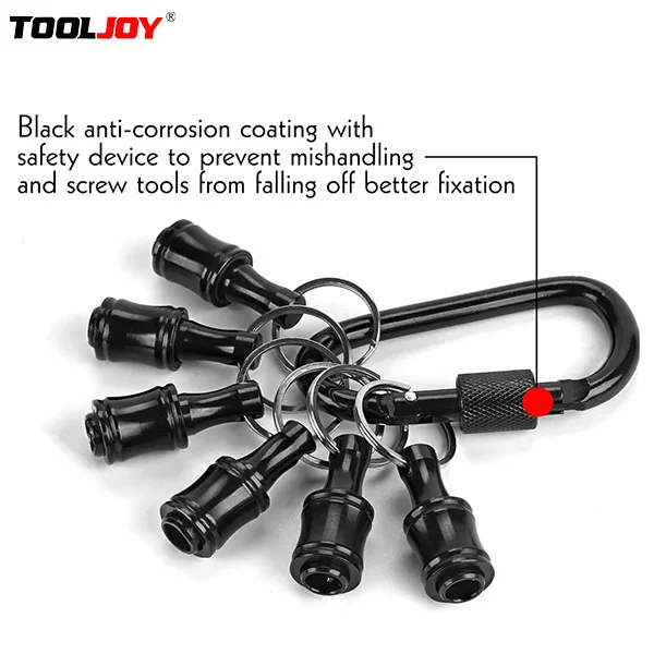 6PCS Quick Release Keychain Bit Holder Set With Keychain 1/4inch Hex Shank Screwdriver Bit Holder