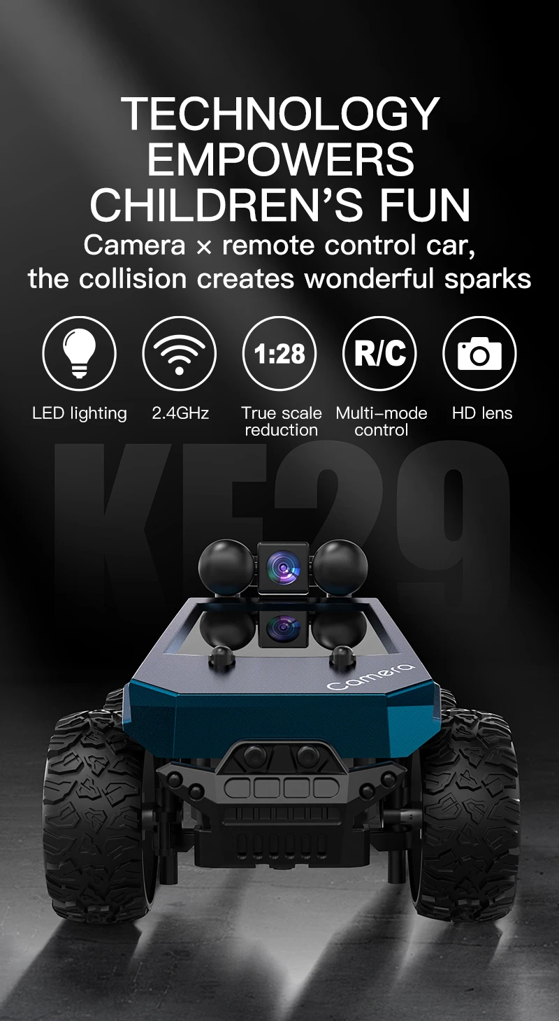 New Arrival HOSHI KF29 RC Car 1/28 Scale Mini Cyber Truck Toy Small Car with FPV Camera Remote Control Car Toys for Boys