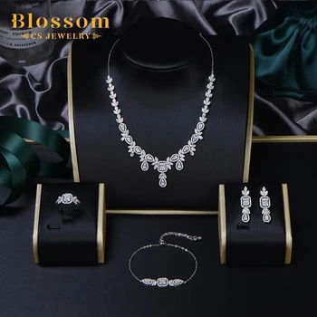 Blossom CS Jewelry Hot Luxury Wedding Engagement Necklace Set Anniversary 925 Sterling Silver Zircon Fine Jewelry Sets for Women