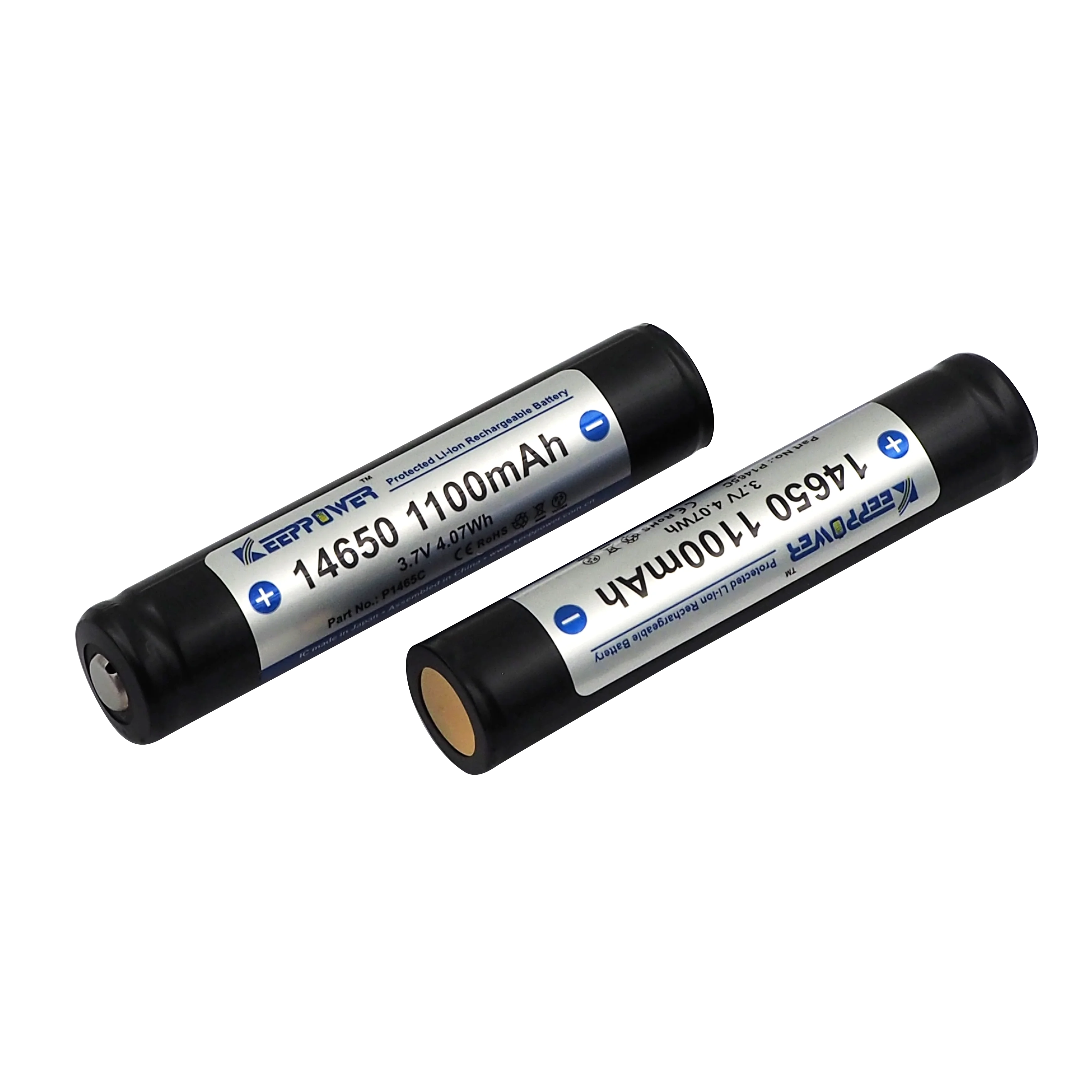 Keeppower保護付き14650 1100mAh液体リチウムイオン充電式電池P1465C