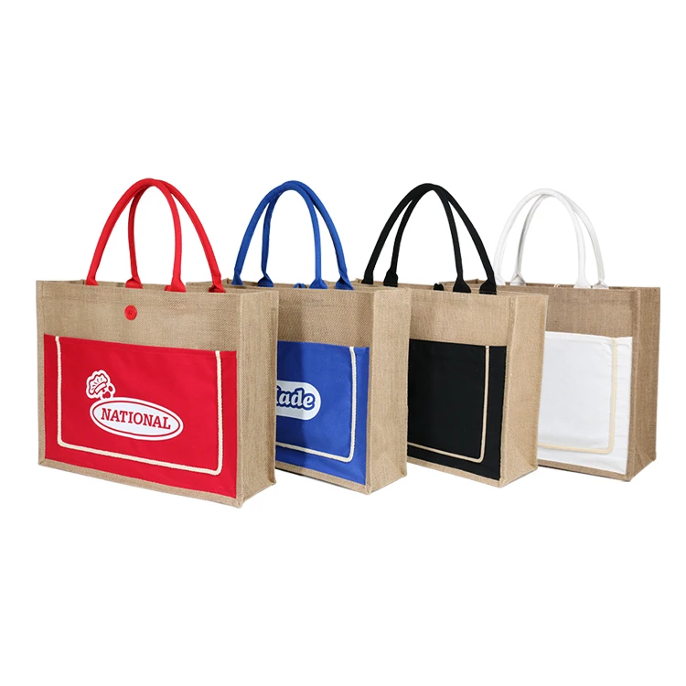 Personalized Private Label Pattern Printing Shopping Carry Natural Brown Jute Tote Bag for Gifts