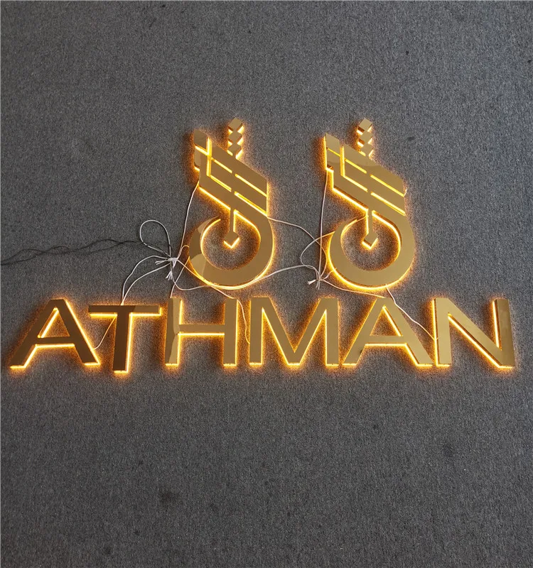 Gold Wall Letters LED Backlit Signs With High Quality Metal Letters