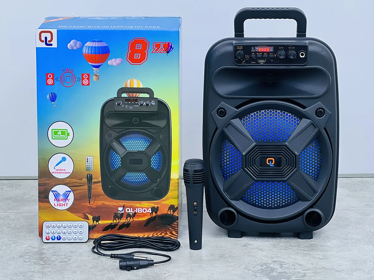 QL-1804 inci laris speaker Stereo luar ruangan portabel sistem Hi-Fi  pengeras suara woofer caixa de som karaoke dengan mikrofon