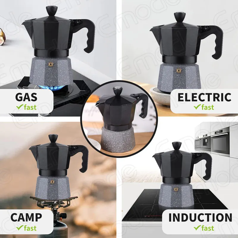 Classic Stovetop Espresso Maker 6 Cup Aluminum Durable Coffee Maker