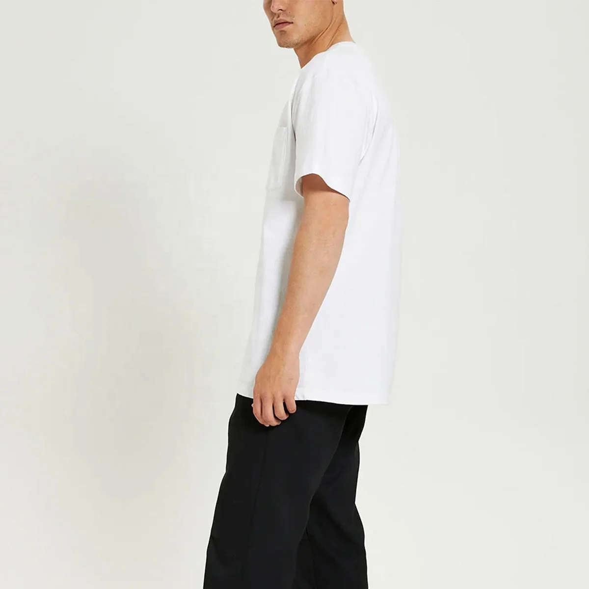 Wholesale 250Gsm Heavy Weight T Shirt Neck Label 100 Cotton T Shirts Heavy Weight Pocket T Shirt White T-Shirts