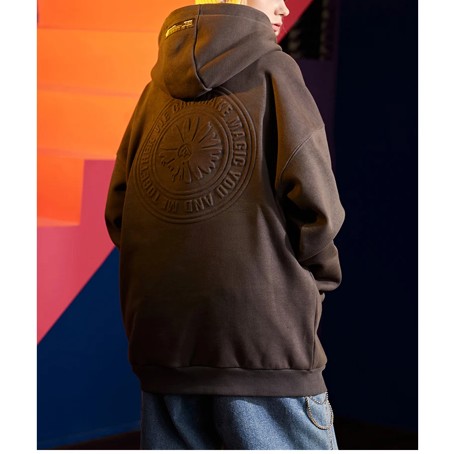 Qianshi Custom High Quality Embossed Logo Hooded Sweatshirt Heavy Weight Unisex Hoodie Men