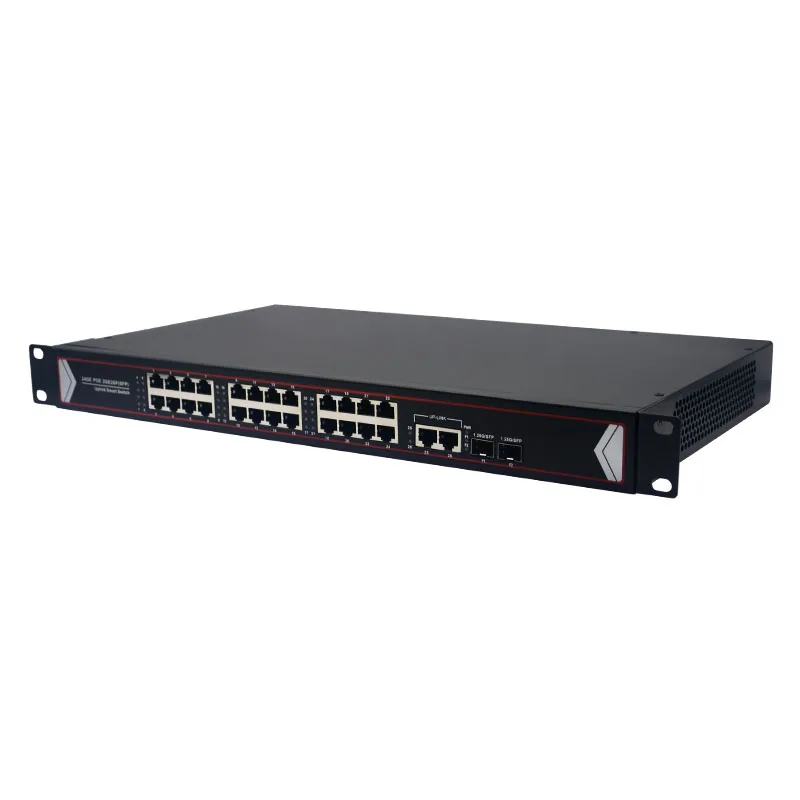 10/100/1000Mbps 24 Port PoE Switch With 2 Gigabit Uplink 2 SFP 48V 260W Power Over Ethernet POE+ Switcher manufacture