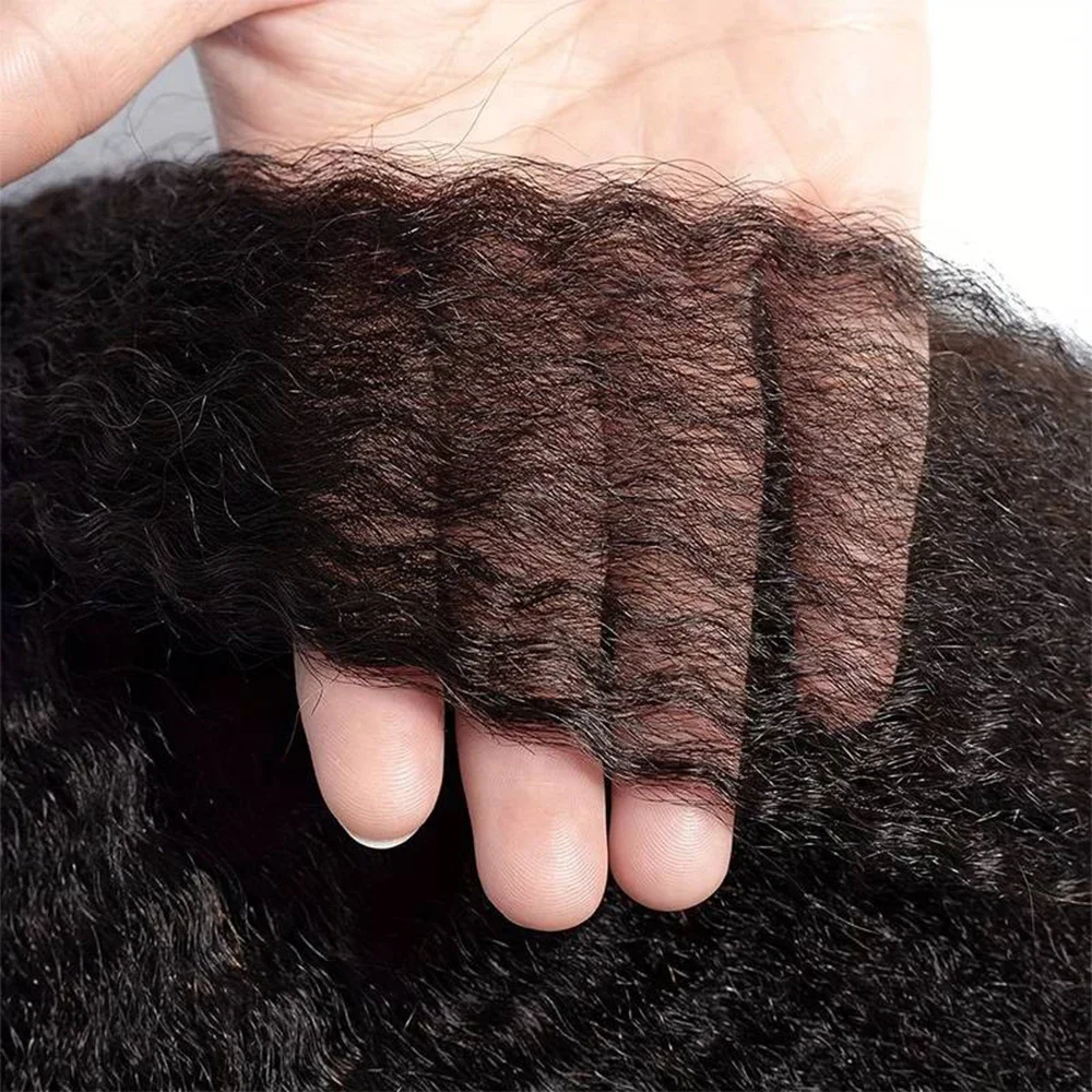 Clip In Kinky Straight Human Hair Extensions Clips In Extension Full Head Brazilian Clip on Curly #1B Hair Extension For Women_voghion.com
