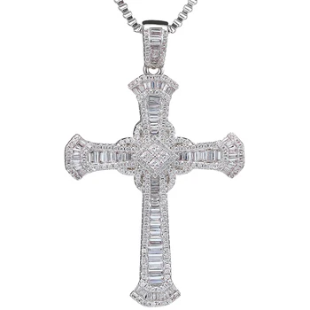 Jasen Jewelry Hip Hip Bling Real Silver Cross Jewelry Solid 925 Sterling Silver Iced Out Cross Pendant