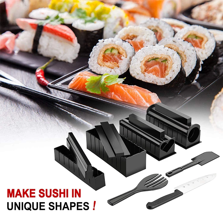 Eleductmon Sushi Making Kit for Beginners - Original Sushi Maker Deluxe Exclusive Online Video Tutorials Complete with Sushi Knife 11 Piece DIY