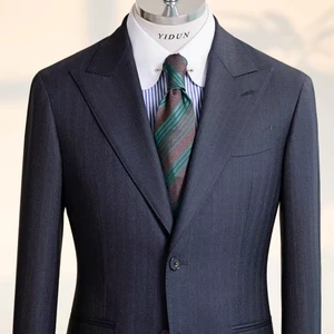 Men's High Quality Bespoke Wedding Suit 100% Wool 120-150 'Super British Herringbone Fabric Plus Size Coat and Pant Design